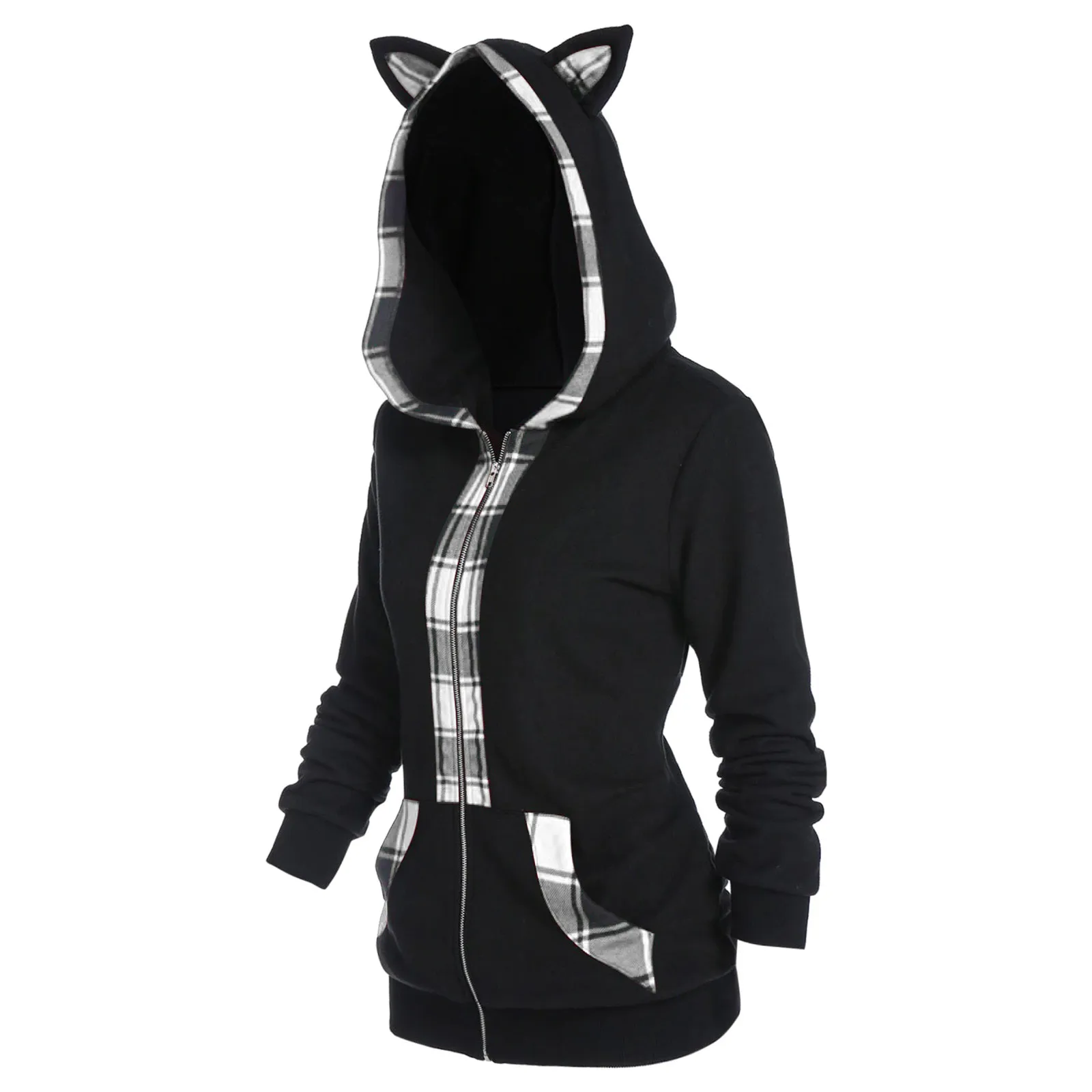 

Women Long Sleeve Colorblock Animal Ear Pocket Fleece Hoodie Sweatshirt Womens Tunic Hoodie Sweatshirt Ladies V Neck Sweatshirts