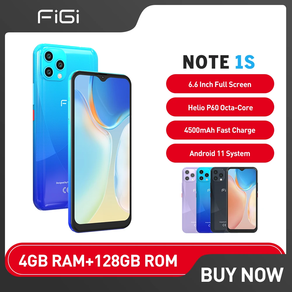 FIGI NOTE 1S Smartphone 4GB+128GB Helio P60 Android 11 Mobile Phone Octa Core 6.6