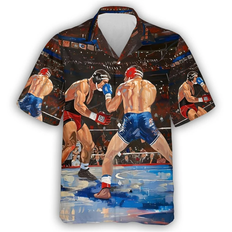 Маска для Реслинга Гавайские пляжные рубашки с 3D принтом Мужская блузка