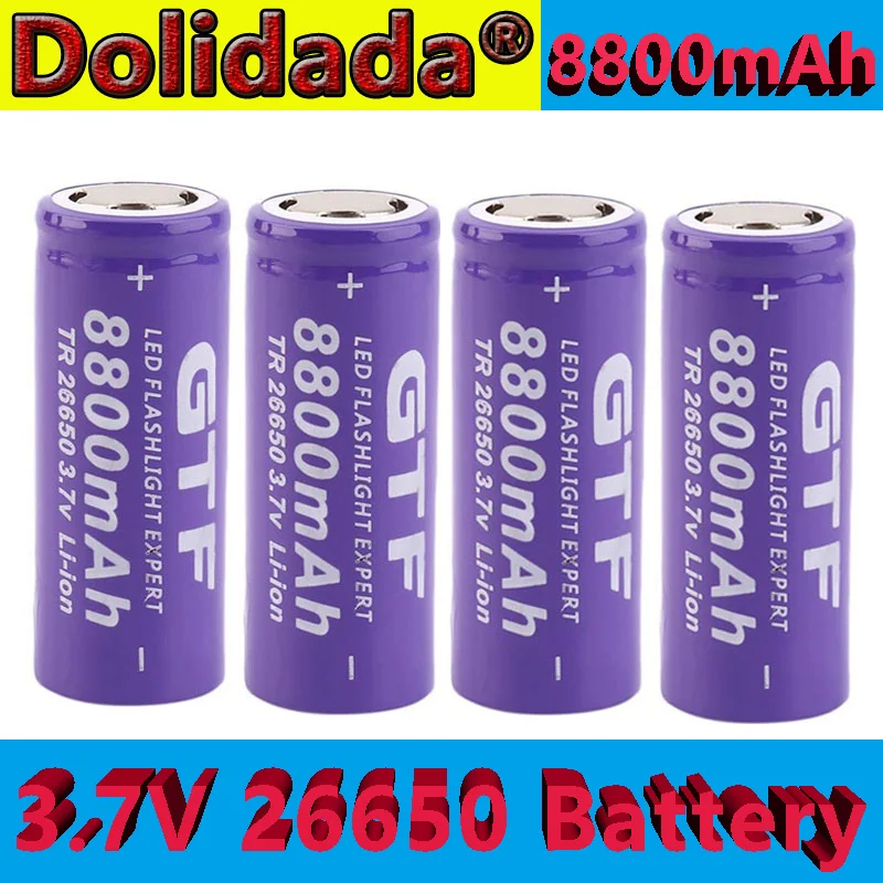 

100% Nieuwe 3.7V 26650 Batterij 8800Mah Li-Ion Oplaadbare Batterij Voor Led Zaklamp Zaklamp Li-Ion Batterij Accumulator Batterij