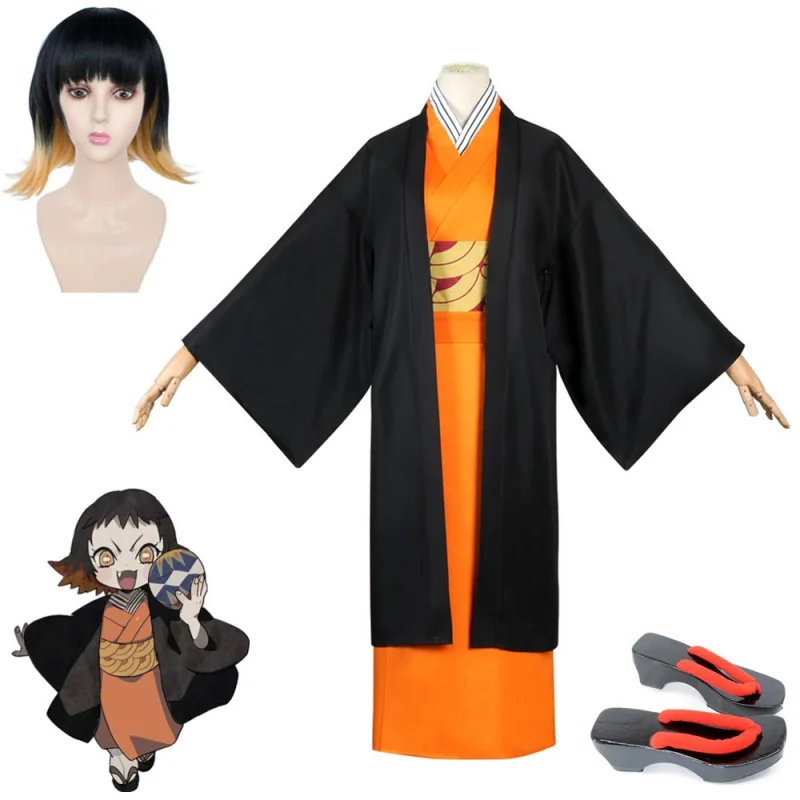 

Anime Demon Slayer Susamaru Cosplay Costume Full Set Shoes Wig Halloween Carnival Suit Free Earrings Toe Socks