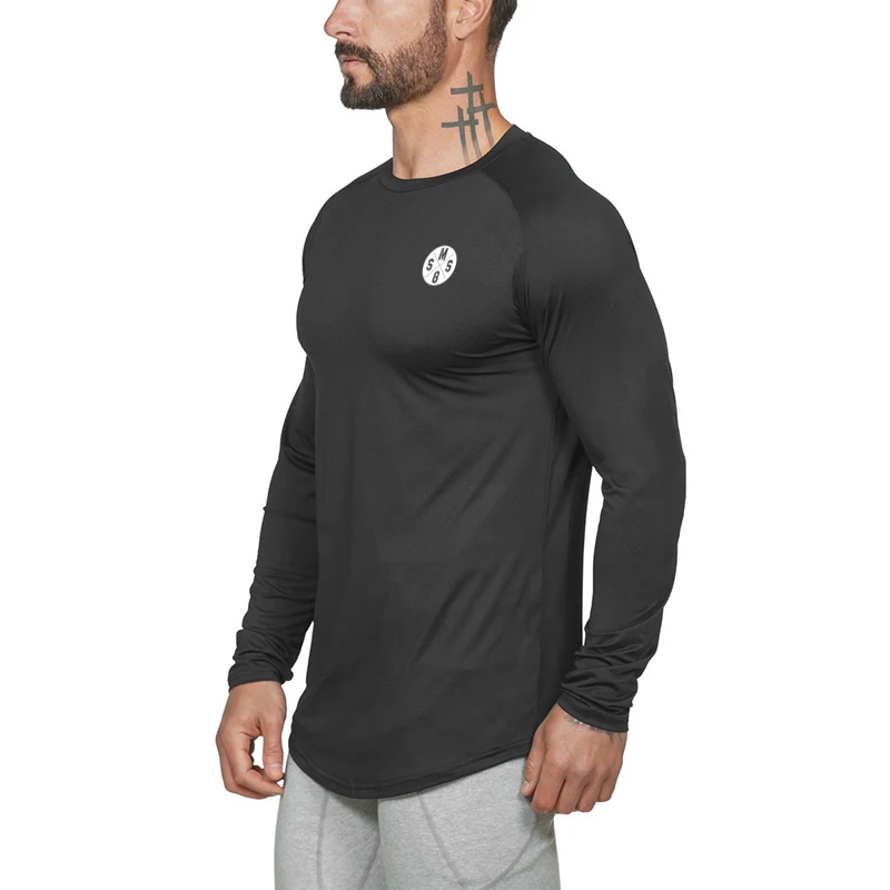 

Men's Spring and Autumn Hoodless Sweatshirt Fitness Breathable Long-sleeve Tees Running Thin Streetwear Youthful Vitality