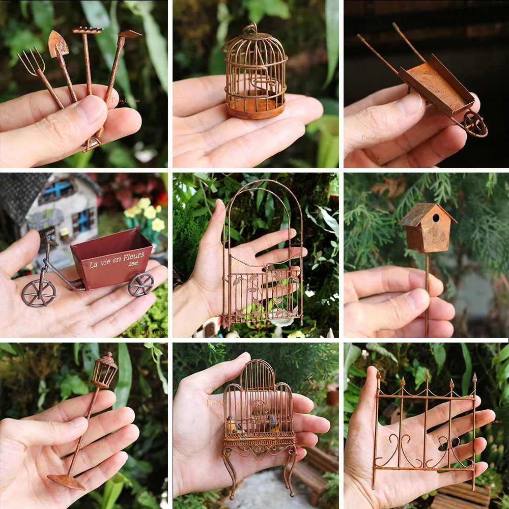 

Miniature Garden Figurines Furniture Miniatures Gate Miniature Zen Metal Accessories Supply Patio Garden Fairy Items Decoration