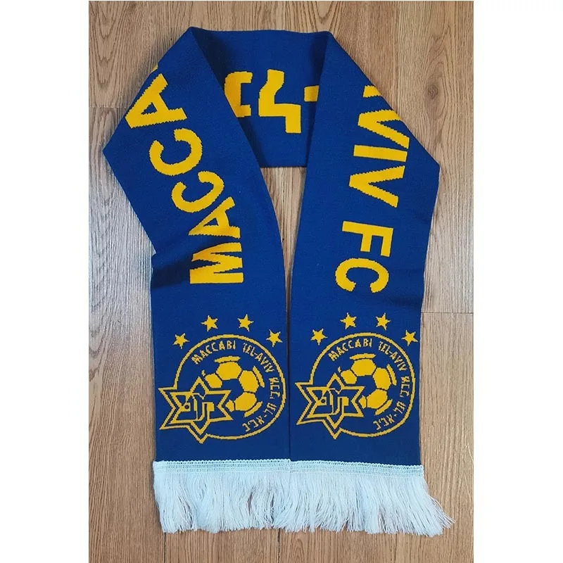 

145*18 cm Size Maccabi Tel Aviv FC Scarf for Fans Double-faced Knitted