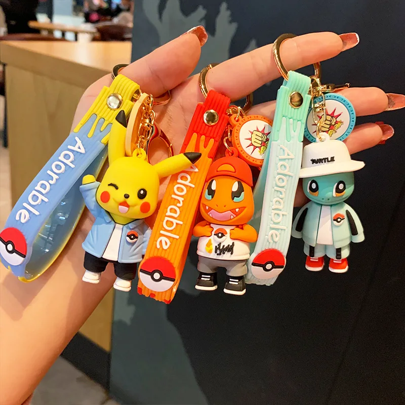 

Cute Cartoon Pokemon Pikachu Charizard Psyduck Squirtle Snorlax Doll Key Chain Car Key Chain Couple Bag Pendant Gift Kawaii