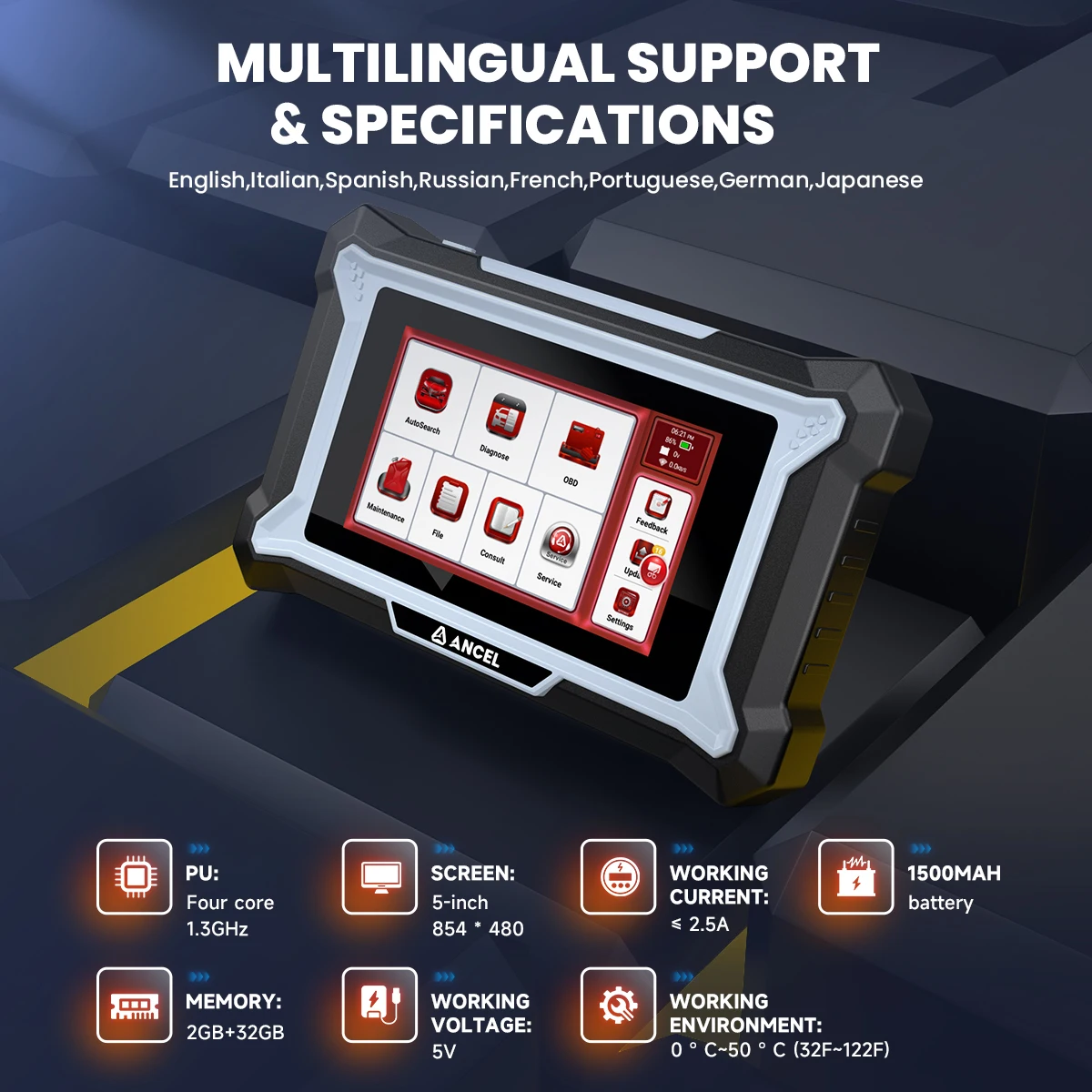 Ancel DS200 OBD2 Инструменты автоматического сканирования Все системы с A/F TPMS DPF Regen ABS