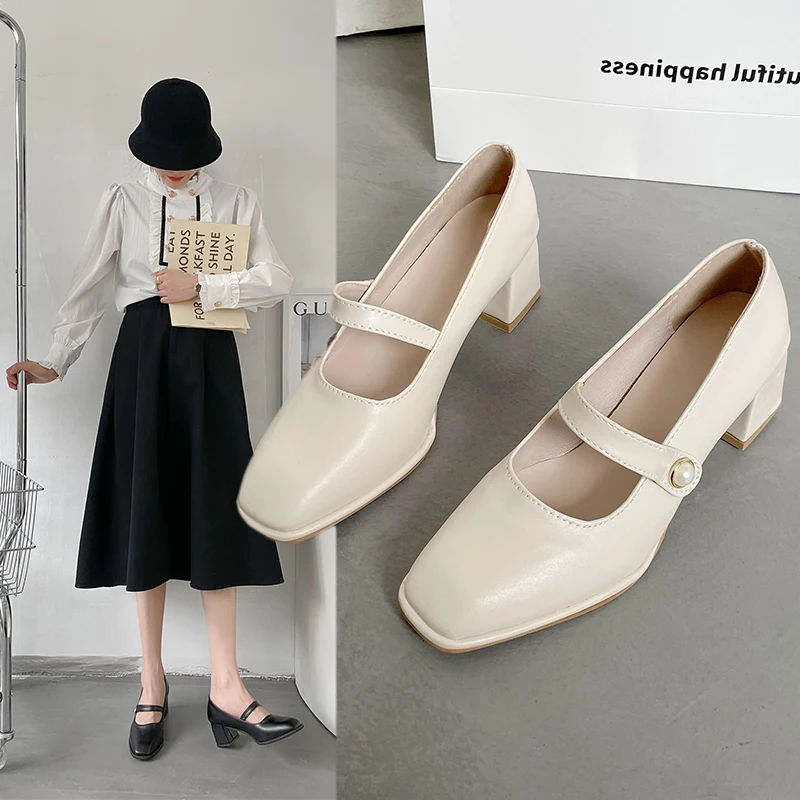 

Туфли женские на квадратном каблуке, кожаные лоферы, без застежки, Ретро стиль, офисная обувь для вечеринок, офиса
