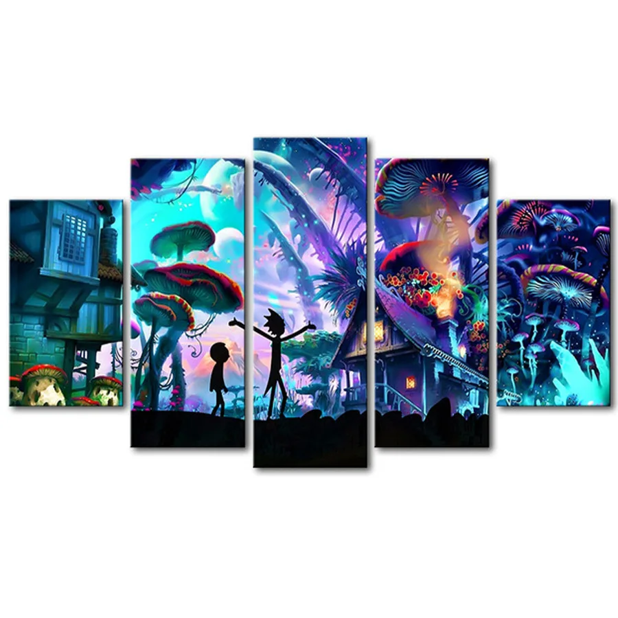 

5 panel wall units for living room Fantasy forest Seascape diamond painting cross stitch
