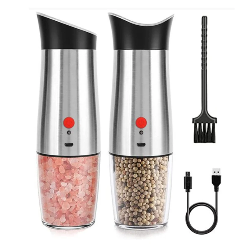 

Electric Salt And Pepper Mill Rechargeable Spice Pepper Grinder,Adjustable Coarseness Grinder Refillable Grinding Gadget