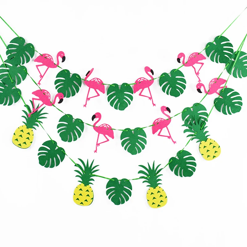 

Hawaii Party Flamingo Pineapple Garland Banner Summer Tropical Beach Hanging Flags Aloha Luau Wedding Birthday Party Decoration