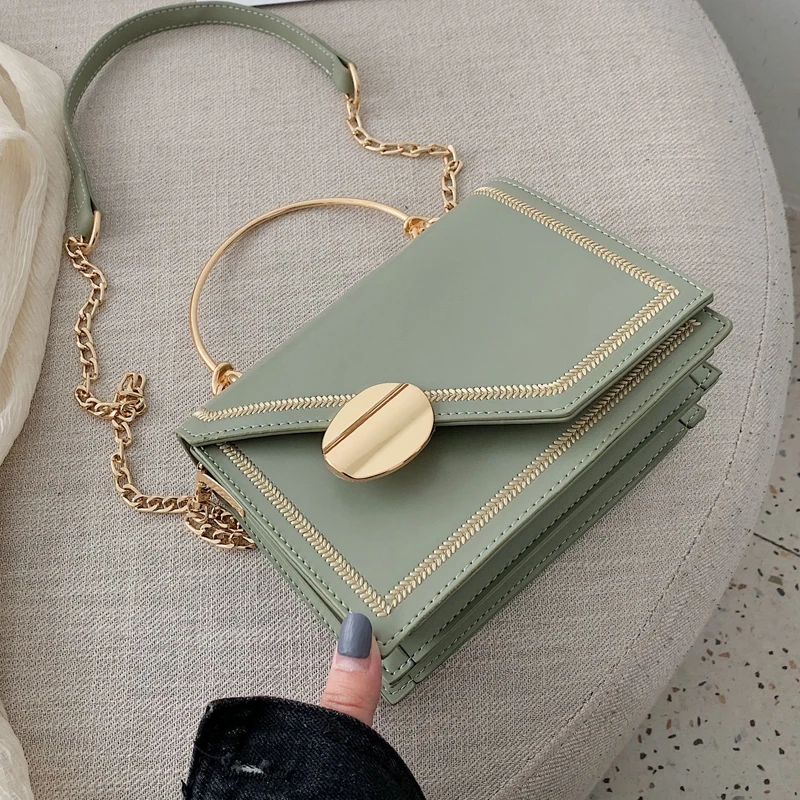 

Shoulder Trend Matcha Green PU Leather Chain Design Crossbody Bags Women Small Chain Handbag Small Bag Hand Bag Ladies Designer
