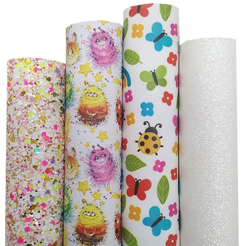 Толстые блестящие кожаные монстры, бабочки, насекомые, индивидуальные синтетические кожаные простыни для бантов «сделай сам», 21x29 см Q1014, смешанные цвета