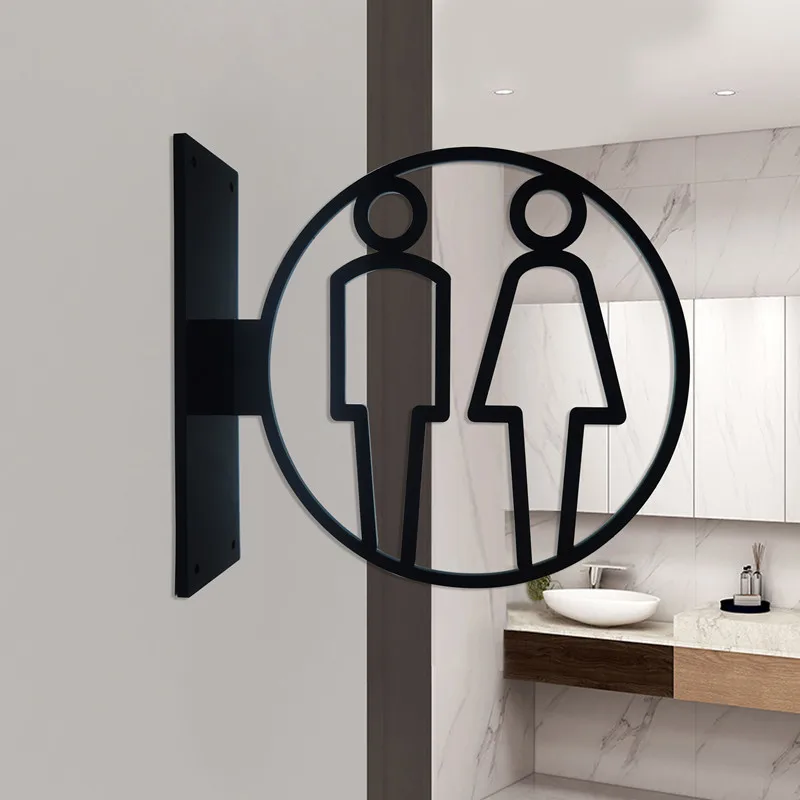 

Custom Acrylic 3D Side Mounted Creative Men's and Women's Toilet Signs Bathroom Signs House Number Plate Bathroom Decoration