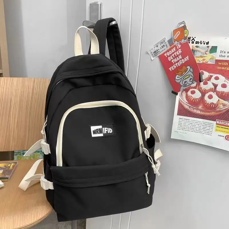 

High School Backpack Women University Student School Bags for Girls Teen Nylon Black Bookbag Female Casual College Style 2022