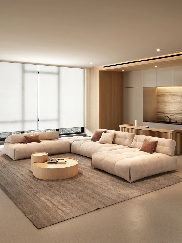 

Light Luxury Modern Tofu Cube Sofa Cream Wind Technology Fabric Sofa Living Room Furniture Italian Leather Luxury Sofa