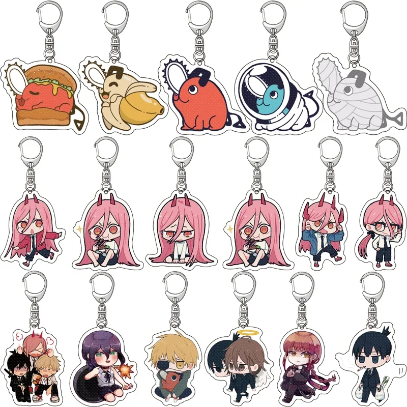 

Anime Manga Chainsaw Man Keychain Pochita Makima Power Cosplay Accessories Cute Collection Bag Pendant Keyring Fans Gifts