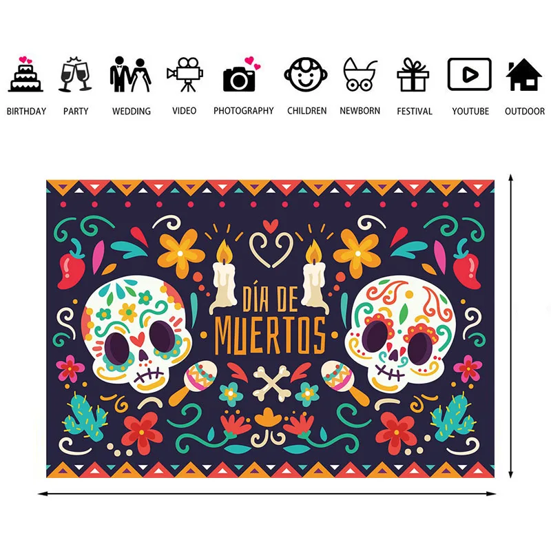 День мертвых фотография декорация мексиканский Хэллоуин череп фон 5x 3ft/6x4ft