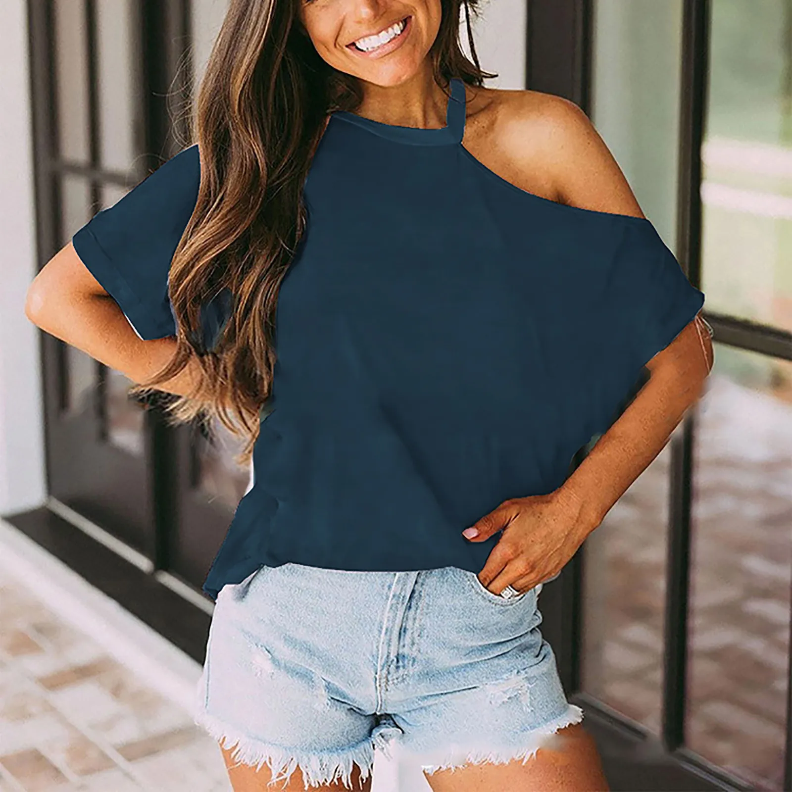 

Футболка женская с коротким рукавом, повседневный модный топ, рубашка, блузка