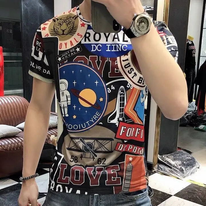 

2022 summer new digital printing handsome casual Joker men's T-shirt