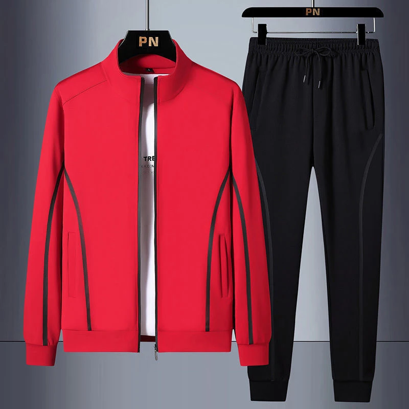 Men's Tracksuit 2023 Spring Casual Jogging Sets Men Zipper Cardigan Jacket 2Pcs+Sweatpant Fitness Gyms Brand Male Sportswear