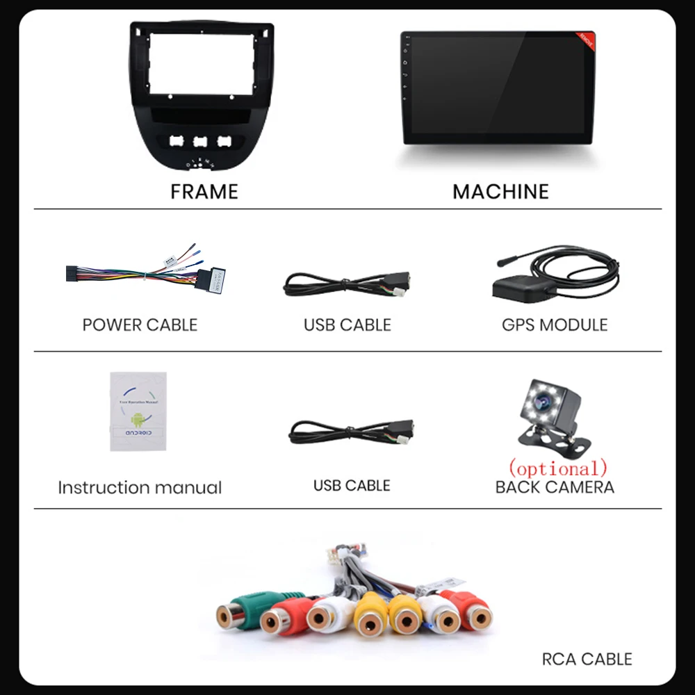 Android 10 For Peugeot 107 Citroen C1 Toyota Aygo 2005 - 2014 Car Radio Multimedia Video Players CarPlay 2 din no dvd Carplay