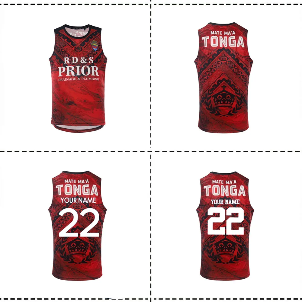 

2022 TONGA RUGBY HOME TRAINING RUGBY POLO SHIRT SINGLET JERSEY SHORT size S-M-L-XL-XXL-3XL-4XL-5XL