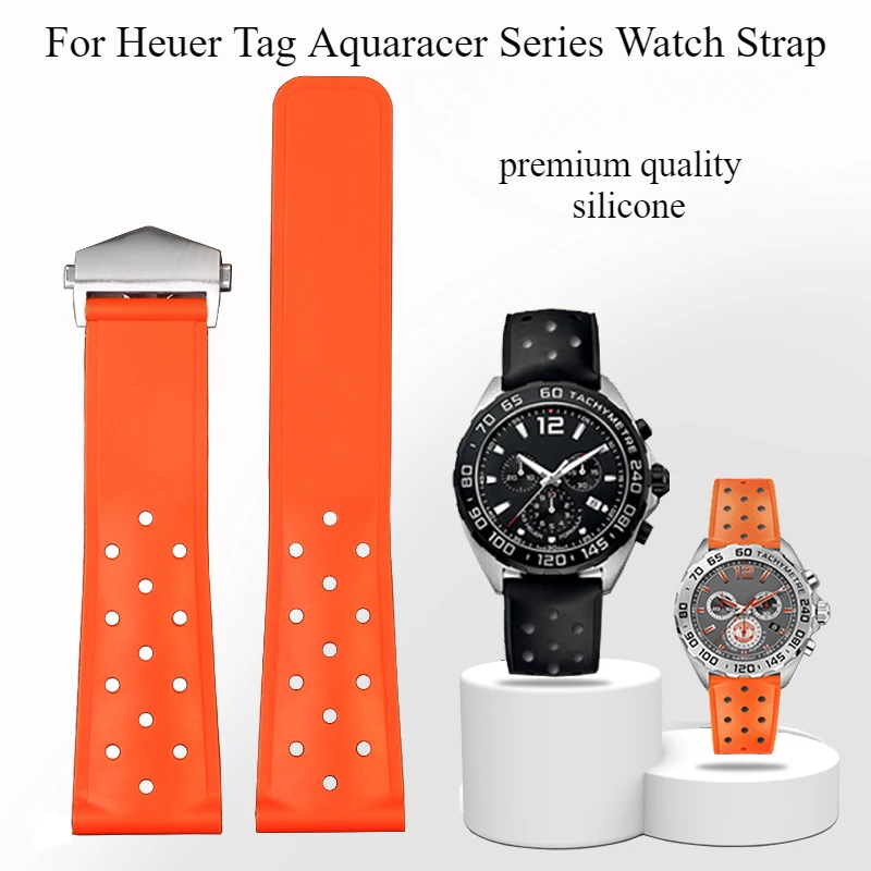 Натуральный приятный для кожи силиконовый ремешок часов Heuer Tag Aquaracer