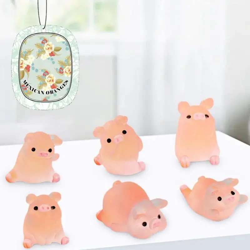 6/1 шт. светящиеся мини-игрушки из смолы в виде поросенка на приборной панели