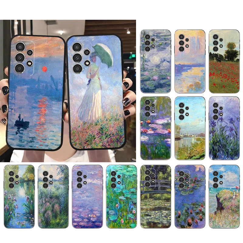 

Phone Case for Samsung Galaxy A73 A13 A22 A32 A71 A33 A52 A53 A72 A73 A51 A31 A23 A34 A54 A52 A53S Claude Monet Garden Lotus