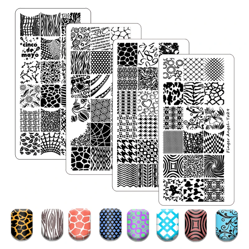 

New Stone Texture Line Nail Stamping Plates Heart Flower Pattern Nail Art Plate Stencil Leaf Nail Design Stamping Template Tools
