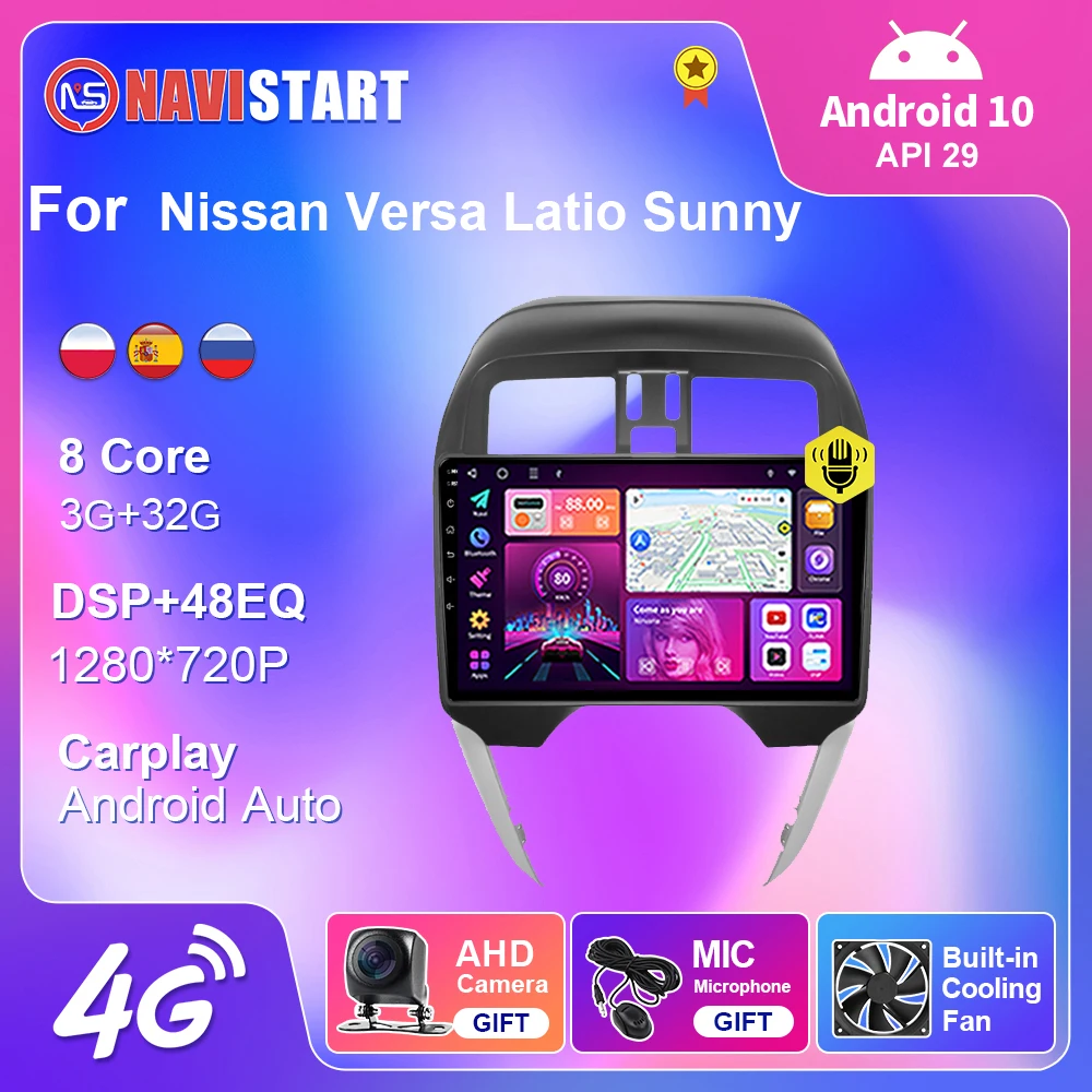 Автомагнитола для Nissan Versa латио Sunny 2014-2018, мультимедийный видеопроигрыватель для CarPlay, Android 10, 4G, Wi-Fi, навигация, GPS, 2 din, без DVD-плеера