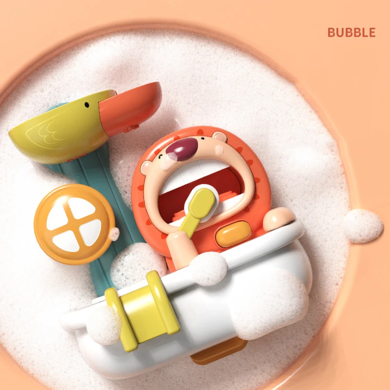 Детские Игрушки для ванны мультяшный Лев животные выдувающие пузыри спринклер