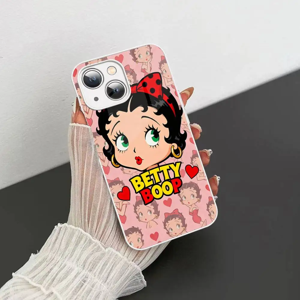 Фото Защитное стекло с изображением Бетти Боп для iPhone 14, 13, 12, 11 Pro, Mini, XS MAX, 14 Plus, X, XS, XR №3
