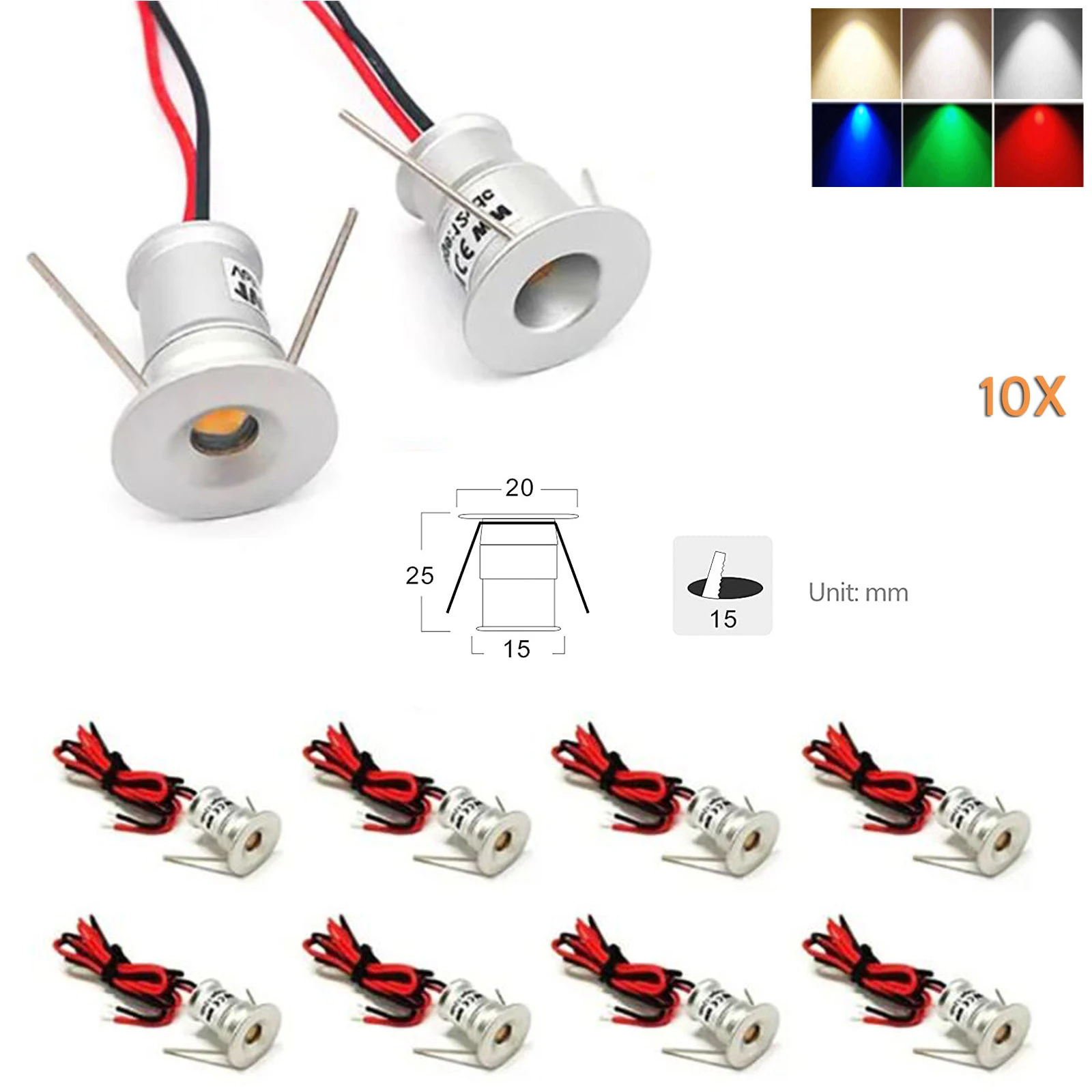 10Pc Мини - лампа Led 12V 5 Светораспределительная Встроенная теплая белая 3000K