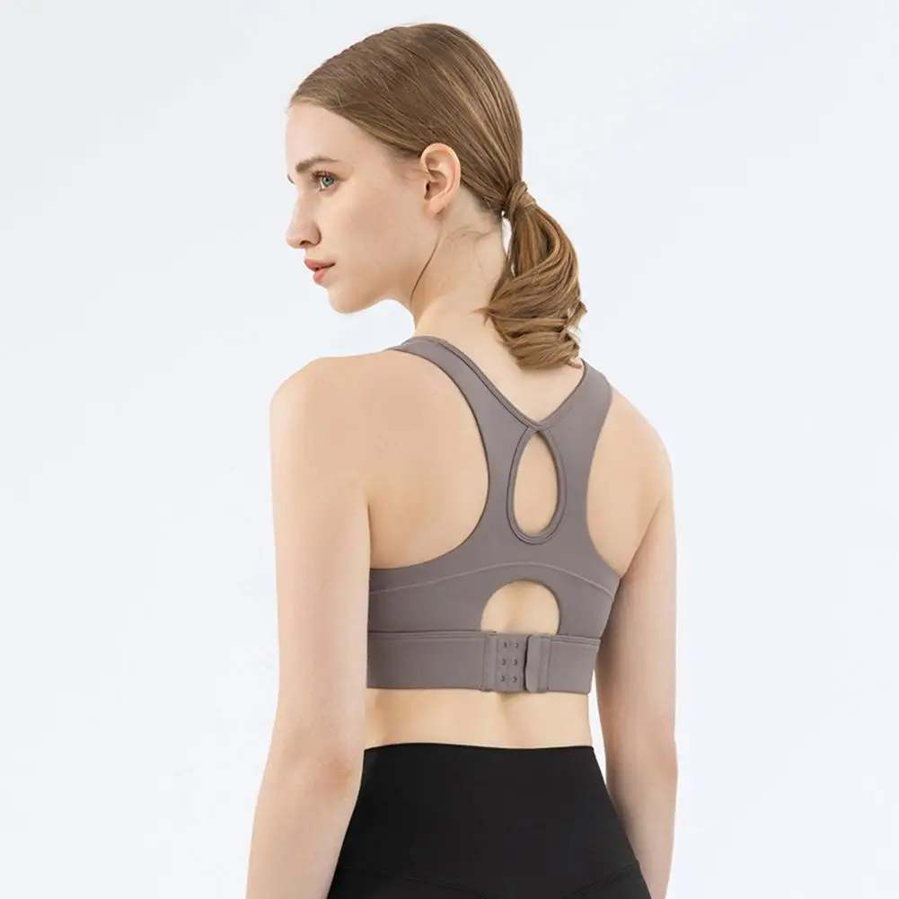 

Charming Women Gym Seamless High Impact Sports Bra Vest Bra Solid Color Shockproof