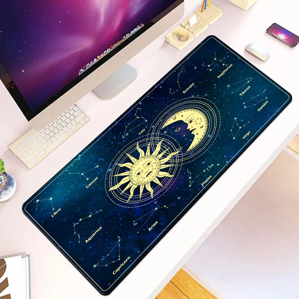 Kawaii Moon Star Mousepad HD Printing Computer Gamers Locking Edge Non-slip Mouse Pad XXL90x40cm Keyboard PC Desk Pad