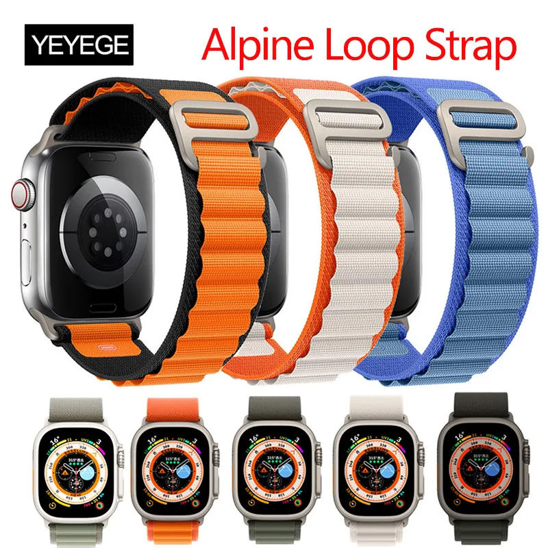 

Ремешок Alpine для Apple Watch Ultra, браслет из полиэстера для Apple Watch 8 7 6 5 Band 42 мм 40 мм 38 мм 41 мм, 49 мм 44 мм 45 мм