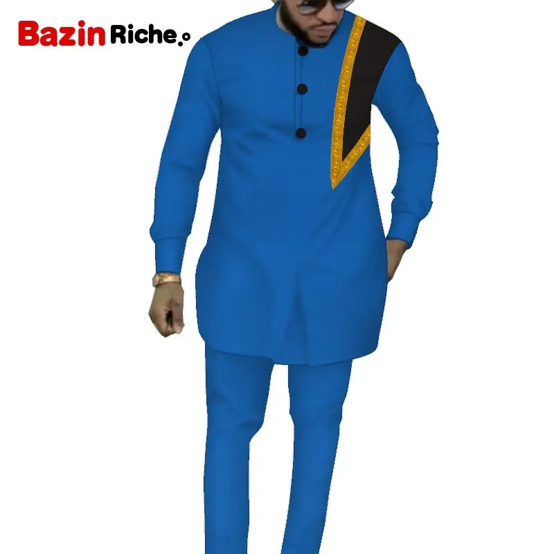 Африканская Мужская одежда костюм Дашики Мужские штаны комплект одежды из 2