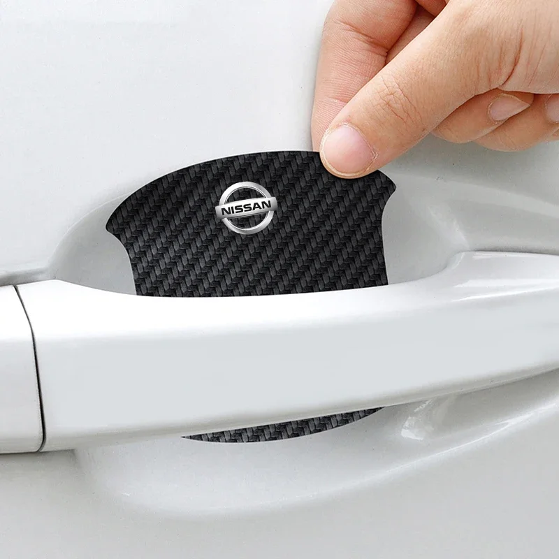 4Pcs Car Door Handle Auto goods Sticker For Nissan Nismo Juke X-trail Leaf Micra Qashqai NOTE Skyline Almera GTR R35 R34 Altima