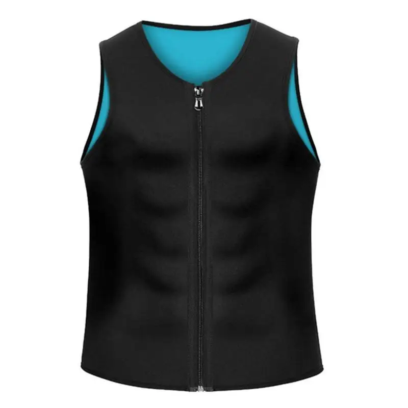 

Мужская компрессионная рубашка, дышащая майка из полиэстера для похудения, с молнией, для улицы и помещений, тренировочная майка для талии и фитнеса