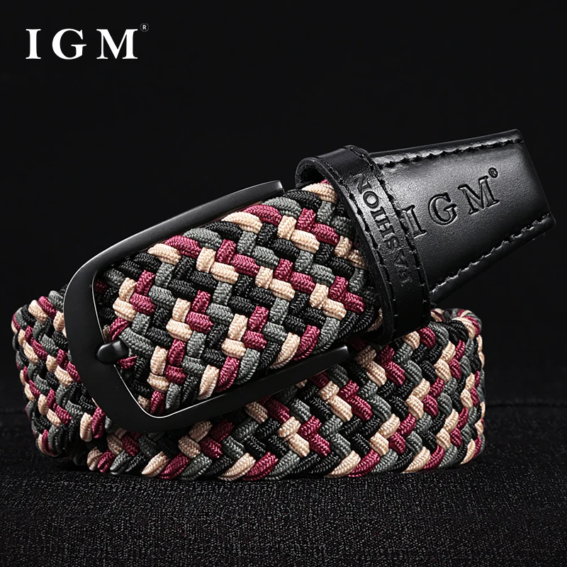 Spring New Fashion Breathable Elastic Canvas Woven Belt for Men's Needle Buckle Perforated Belt for Young People's Leisure Belt