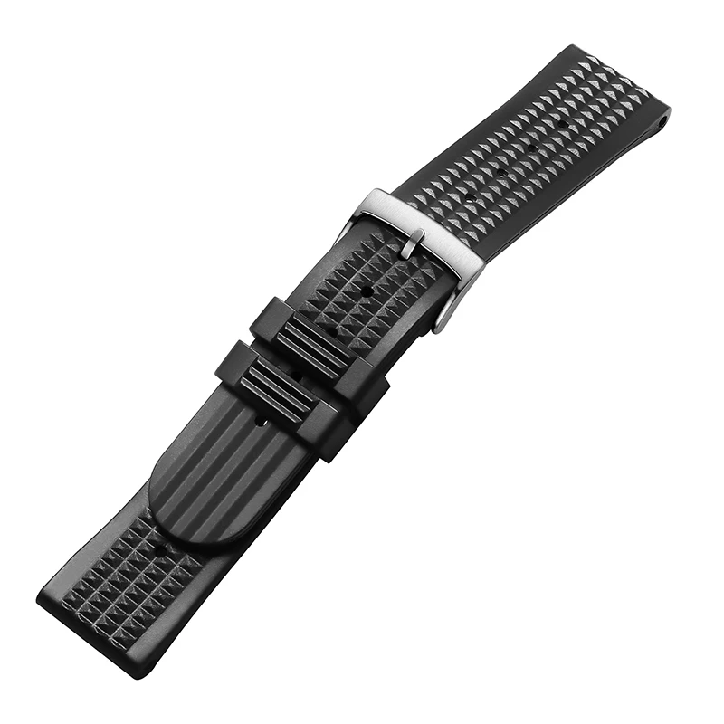 20mm Rubber Strap Men Black Silicone Bracelet Popularity Stainless Stell Buckle Quick Release Rubber Wristband Watch Accessories