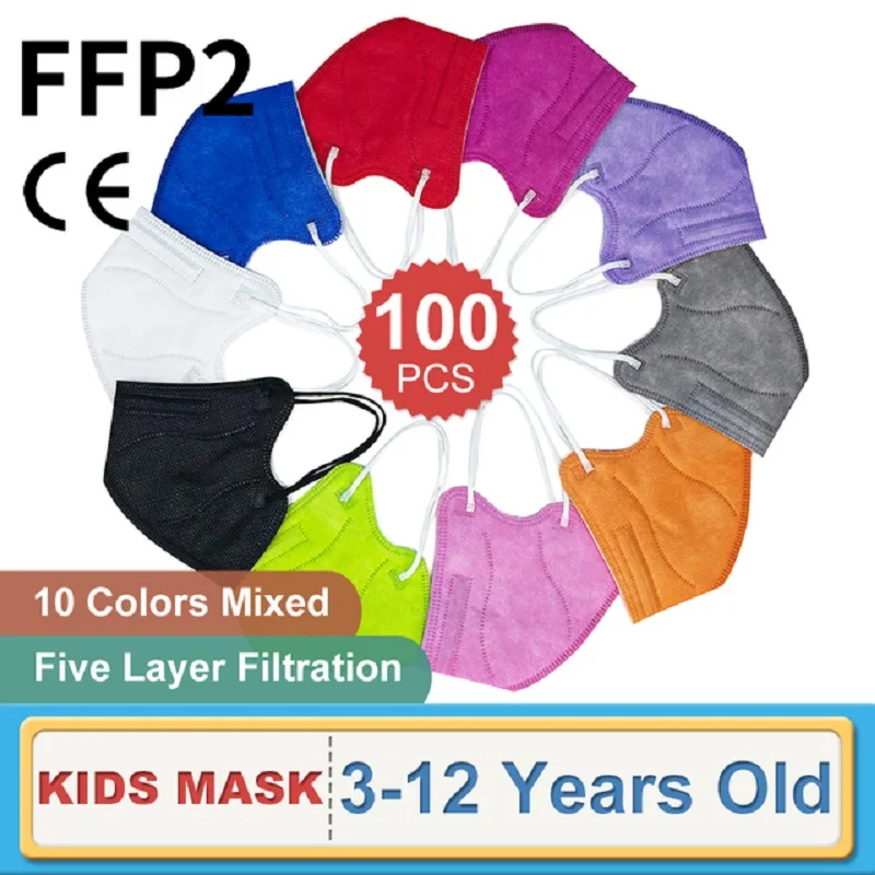 

5-200PCS FFP2 Kids Masks KN95 Mascarillas Children Filter Reusable Mask Protective Mouth Masken CE FFP2 MASK Respirator Masque
