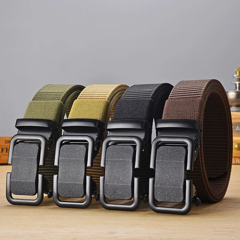 2021 New Toothless Automatic Buckle Nylon Belt Men's Outdoor Leisure Breathable Canvas Belt Men's All-match Trousers Belt