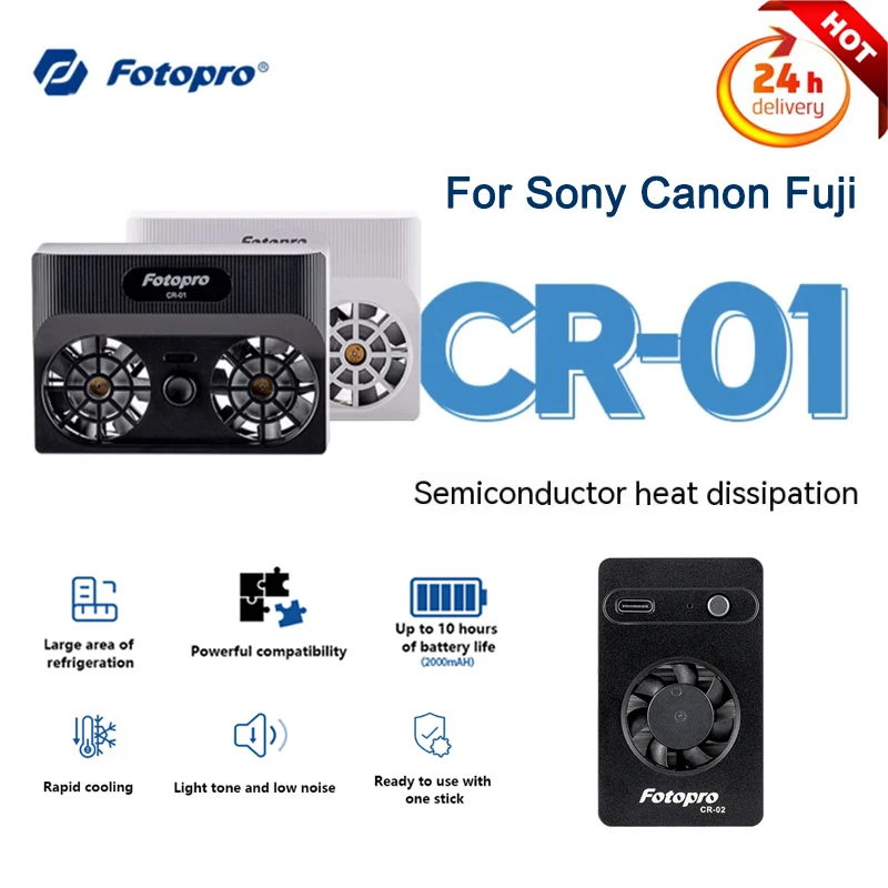 Кулеры для камеры Fotopro, радиатор CR02 с защитой от перегрева, совместим с Fuji Canon R5 R6 R7 R8 90D, для Sony A7M4 A7C Zve10
