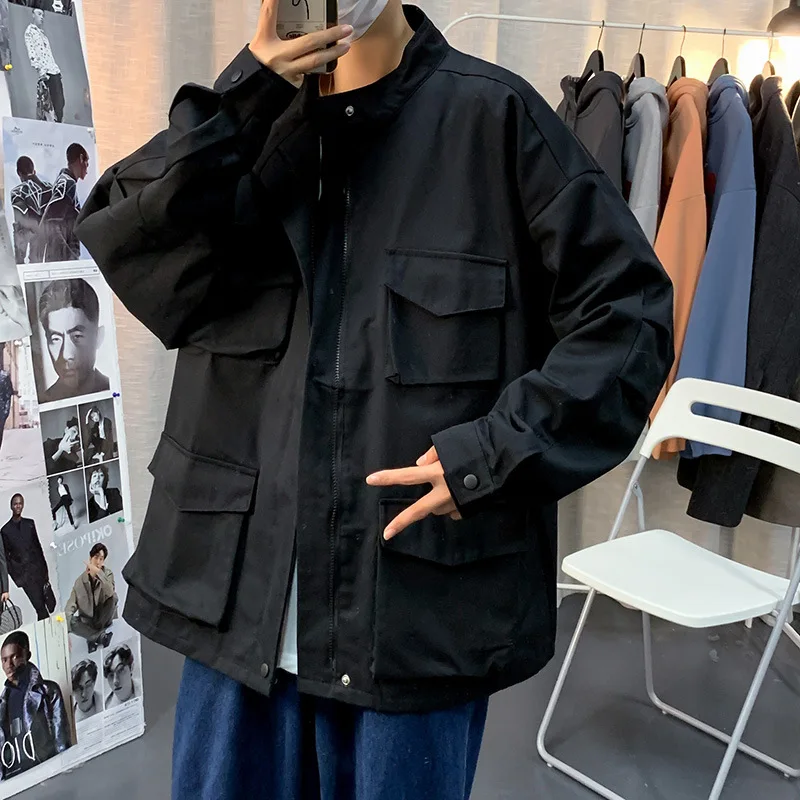 

2022 Spring and Autumn Functional Tooling Jacket Men's Multi-pocket Loose All-match Youth Casual Jacket Wear Top Jackets for Men