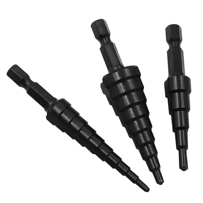 

/SET 4-32MM HSS Cobalt Step Drill Bit Set Nitrogen High Speed Steel Spiral For Metal Cone Triangle Shank Hole Metal drills