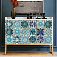 10pcsset of mandala style tile wall stickers kitchen bathroom waistline art murals home decor peel and stick pvc wall stickers