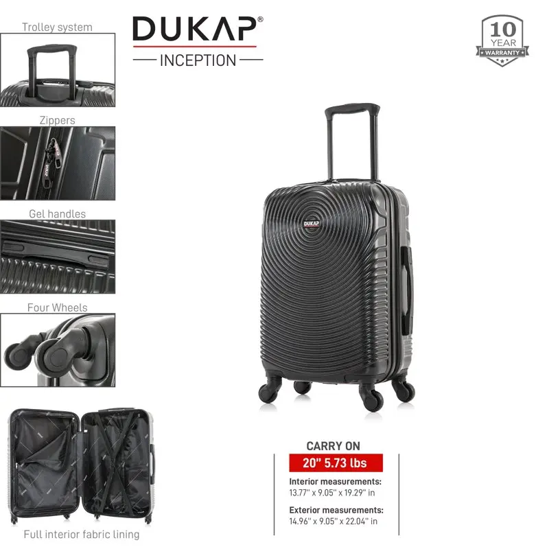 Inception Lightweight Hardside Spinner 20 inch Carry-On Black