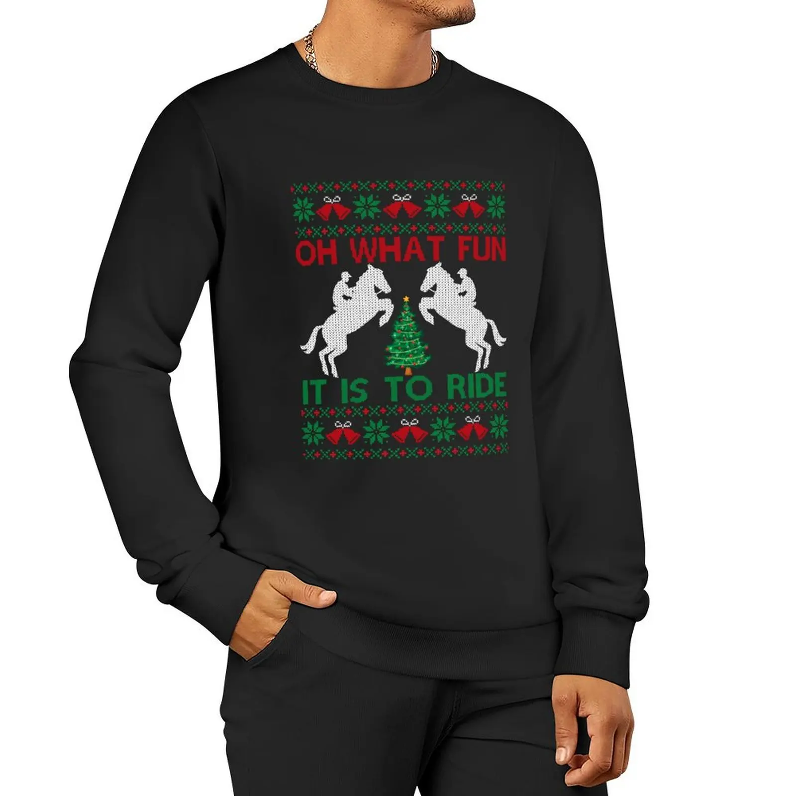 Oh What Fun It Is To Ride Horse Ugly Christmas Funny Race пуловер с капюшоном мужская одежда толстовка